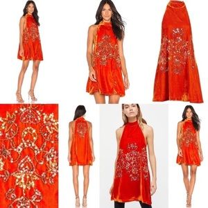 NWOT Free People Beaded Boho Sunset Velvet Dress